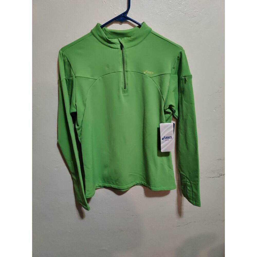 Asics Women's Pullover Training Jacket Green Size Medium Sleeve Thumb Holes